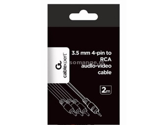 CCA-4P2R-2M Gembird Jack AV 3.5mm 4-pin, cable Jack AV 3.5mm male - 3x RCA male 2m black