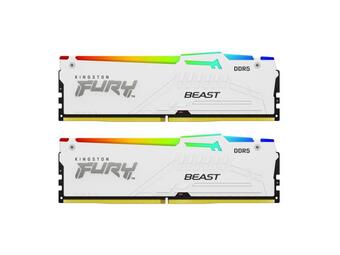 Memorija 64GB (2x 32GB) Fury Beast RGB White DDR5-5200 CL40 UDIMM Kingston KF552C40BWAK2-64