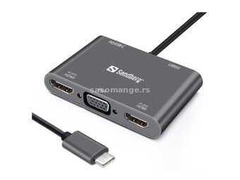 Dock Sandberg 136-35 USB-C - 2 x HDMI / VGA / USB 3.0 / USB-C