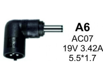 Gembird NPC-AC07 (A6) konektor za punjac 65W-19V-3.42A, 5.5x1.7mm (Acer-Dell-HP)