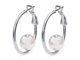Ženske oliver weber hoop enter pearl mindjuše sa belim swarovski perlama ( 22928r )