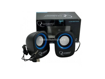 Gembird stereo zvucnici black/black, 2 x 3W RMS USB pwr, 3.5mm kutija sa prozorom (359)SPK-111 **