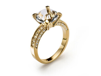 Ženski oliver weber princess gold crystal prsten sa swarovski belim kristalom m ( 41065gm )