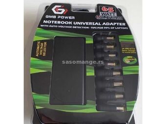 GEMBIRD NPA-AC6D laptop punjač AC 65W + QC3.0 mobilni punjač quick charge 3A/ auto-voltage (1393)...