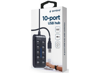 UHB-U2P10P-01 Gembird 10-port USB 2.0 HUB, black