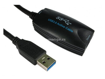 E-Green kabl sa pojačivačem 3.0 USB A (M) - USB A (F) 5m crni