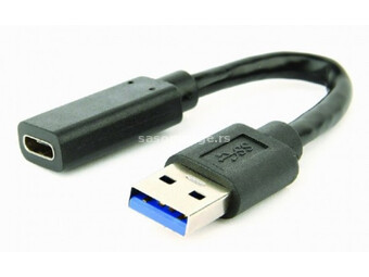A-USB3-AMCF-01 Gembird USB 3.1 AM to Type-C female adapter cable, 10 cm, black