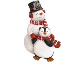 Novogodišnja figura sneško sa pingvinom ( 499671 )