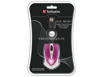 Miš usb 3tipke optički Mini travel Verbatim 49021 roze blister