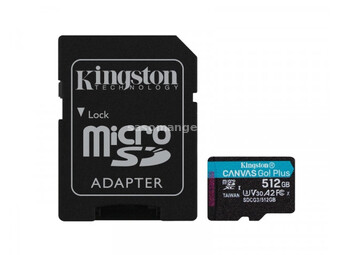 KINGSTON U3 V30 microSDXC 512GB Canvas Go Plus 170R A2 + adapter SDCG3512GB