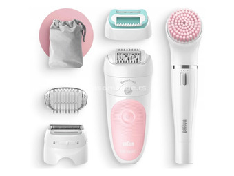 BRAUN Silk-épil 5-875 SensoSmart Beauty Set 5 epilator + FaceSpa face cleaner brush white / pink ...