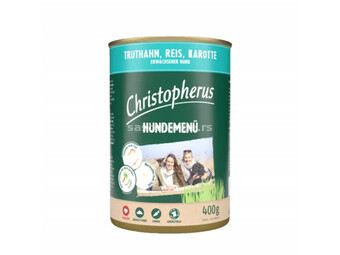 Hrana za pse Christopherus menue konzerva za pse - curetina, pirinac, sargarepa 400g