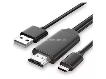 Kabl TIP C na HDMI + USB 2.0, 2m (povezuje TV + mob) 2m Linkom