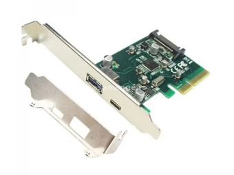 E-GREEN PCI-Express kontroler na USB 3.1 Tip A + USB-C Host Controler (Asmedia 1142) (KON00382)