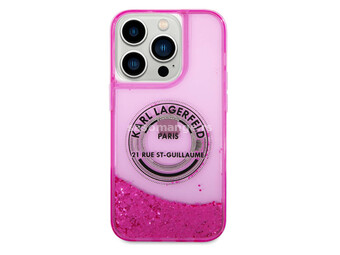 Futrola Karl lagerfeld Liquid Glitter Round Rsg Logo za Iphone 14 Pro pink