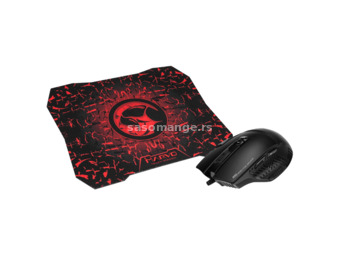 MARVO Gejmerski miš i podloga G355 + G1 (Crni/Crveni) USB Optički 6400 DPI 1000 Hz / 1 ms