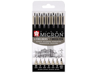 Set flomastera za tehničko crtanje SAKURA Pigma Micron brush pen - 7 delni ()