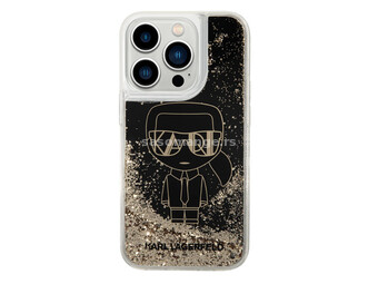 Futrola Karl Lagerfeld Liquid Glitter Case Gatsby Ikonik za Iphone 14 Pro crno-zlatna