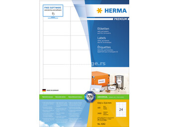 Herma etikete 64,6x33,8 A4/24 1/100 bela ( 02H4262 )
