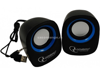 SPK-111 ** Gembird Stereo zvucnici Blue/black, 2 x 3W RMS USB pwr, 3.5mm kutija sa prozorom (399)