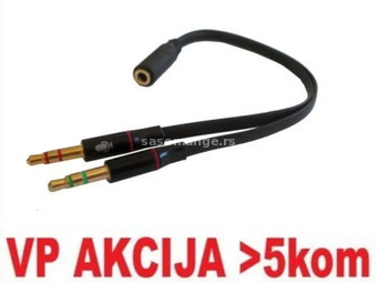 GEMBIRD CCA-418A ** Gembird 3.5mm Headphone Mic Audio Y Splitter Cable Female to 2x3.5mm Male ada...