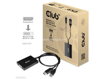 CLUB3D DisplayPort to Dual Link DVI-D HDCP OFF version Active Adapter M/F for Apple Cinema Displays