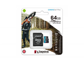 MicroSD 64GB Kingston Canvas GoPlus Class10 UHS-I U3 V30 A2, SDCG3/64GB