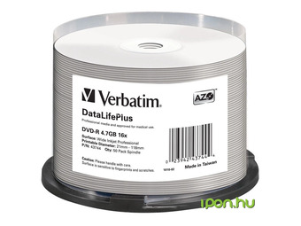 VERBATIM DVD-R DataLifePlus 16x 50pcs printable cylindrical