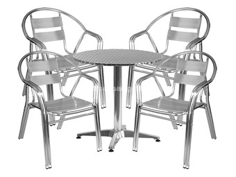 Aluminijumska bistro garnitura 4 stolice i sto