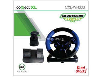 Connect XL gaming volan 3u1, PS2/PS3/PC, vibracija, pedale - CXL-WH300
