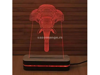 3D dekorativna lampa A007 Slon BLACK CUT