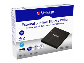 VERBATIM External Slimline USB 3.0 Blu-ray Writer black