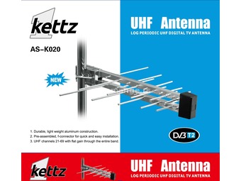 Antena TV/FM/T2 RF konektor Kettz AS-K020