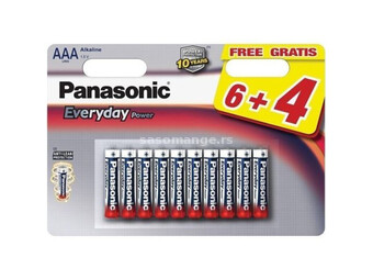 PANASONIC baterije LR03EPS10BW-AAA 10 kom 6+4F Alkalne Everyday