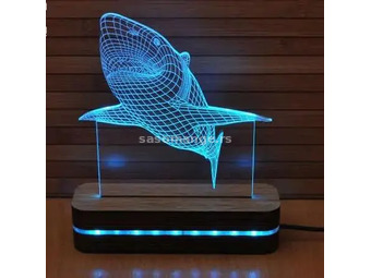3D dekorativna lampa A001 Ajkula BLACK CUT