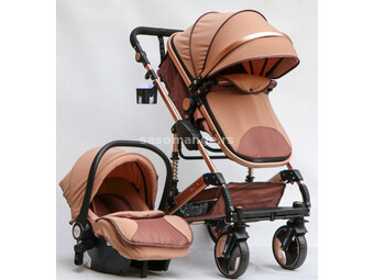 Marsi 2u1 Kolica za bebe sa Auto sedištem i torbom za mamu - Bez tenda/zlatni ram Model 600-1