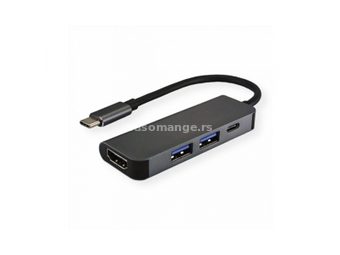 Fast Asia (OST05139) adapter TIP C (muški) na HDMI (ženski) + 2x USB 3.0 (ženski) crni