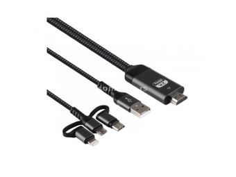 Fast Asia (OST05467) kabl HDMI (muški) na Micro USB (muški ) + TIP C (muški) + lighting (muški) 2...