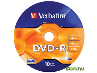 VERBATIM DVD-R 16x 10pcs zsugor fras