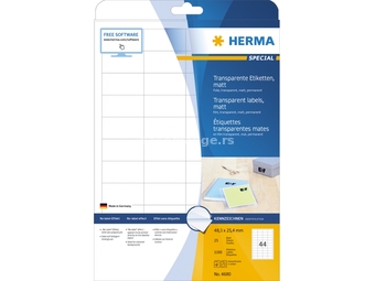 Etikete 48X25 A4/44 1/25 transparent Herma