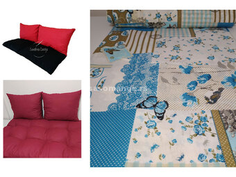 Jastuci za garniture od paleta - 130 x 50 x 50 cm - Blue Patchwork