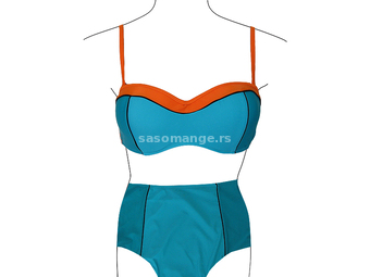 Kupaći kostim dvodelni plavo tirkiz narandžasta LV-6603