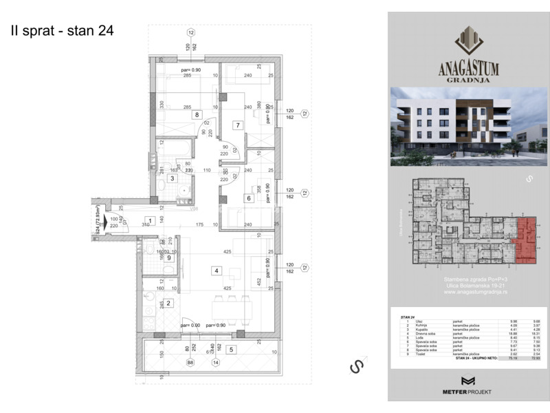 Stan br. 24, II, 3.5, 73m2 - Riverside Home