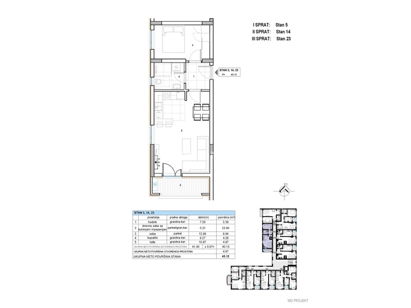 Jednoiposoban stan, 45.12 m2, Niš - Pantelej