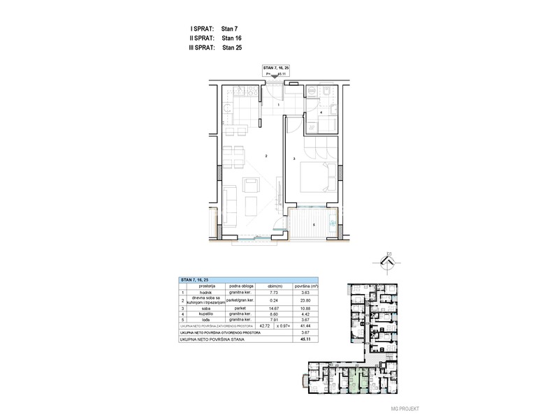 Jednoiposoban stan, 45.11 m2, Niš - Pantelej