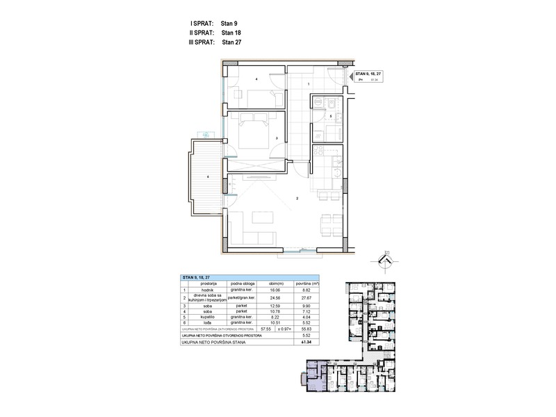 Dvoiposoban, 61,34 m2, Niš - Pantelej