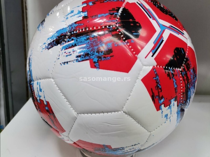 Dečija fudbalska bela lopta sa crvenim detaljima