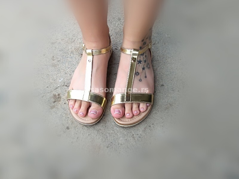 Zlatne ravne sandale ,br 39 ,kao nove