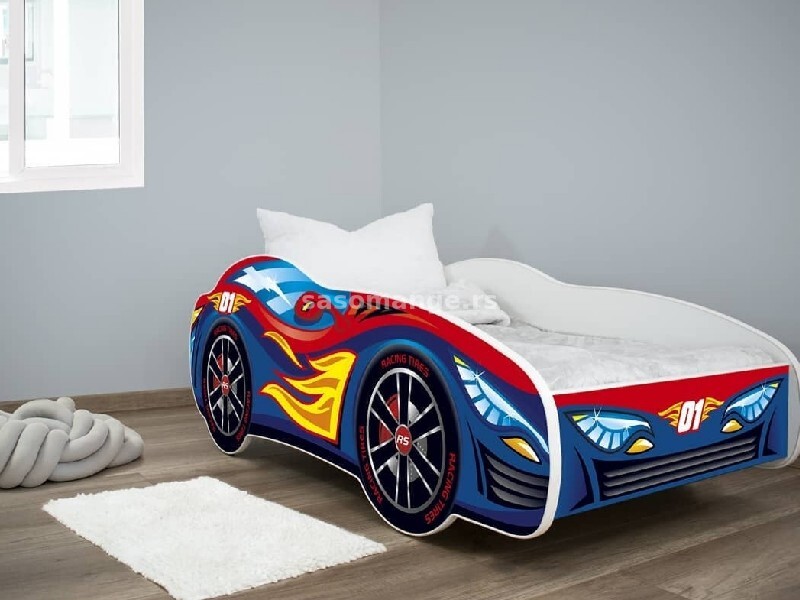 Dečiji krevet Racing car 160x80 - RED-BLUE CAR + dušek