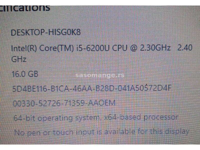 TOSHIBA I5-6200U/16 GB/SSD 128